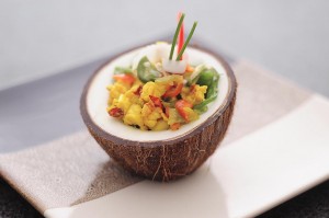 ceviche in coconut